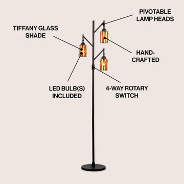 Clark Tiffany-Style 71" Multi-Light LED Floor Lamp - JONATHAN Y